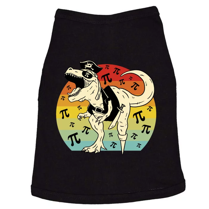 Pirate Dinosaur Retro Sunset Pi Day Doggie Tank