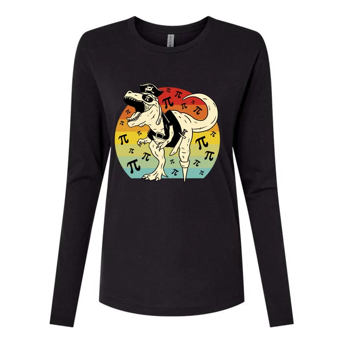 Pirate Dinosaur Retro Sunset Pi Day Womens Cotton Relaxed Long Sleeve T-Shirt