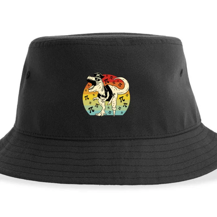 Pirate Dinosaur Retro Sunset Pi Day Sustainable Bucket Hat