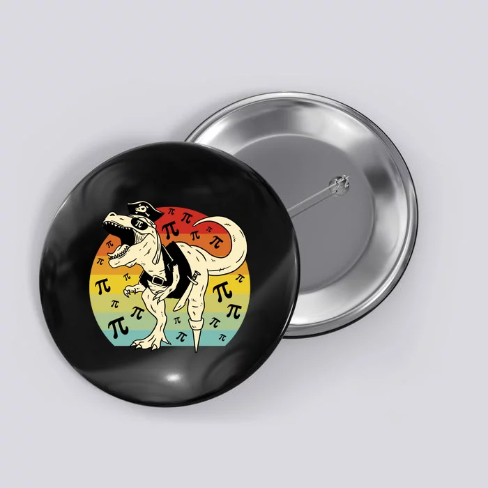 Pirate Dinosaur Retro Sunset Pi Day Button