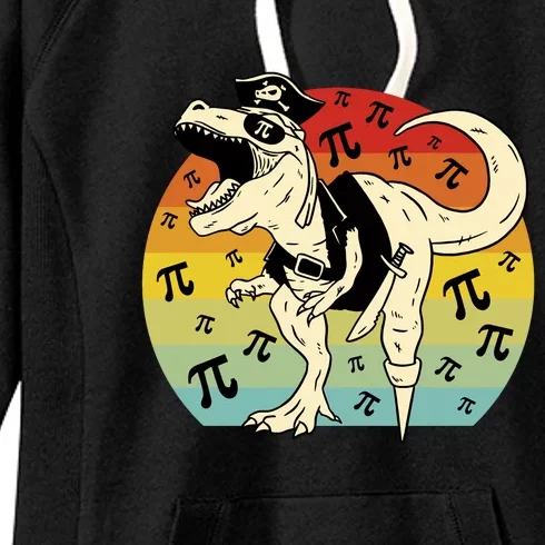 Pirate Dinosaur Retro Sunset Pi Day Women's Fleece Hoodie