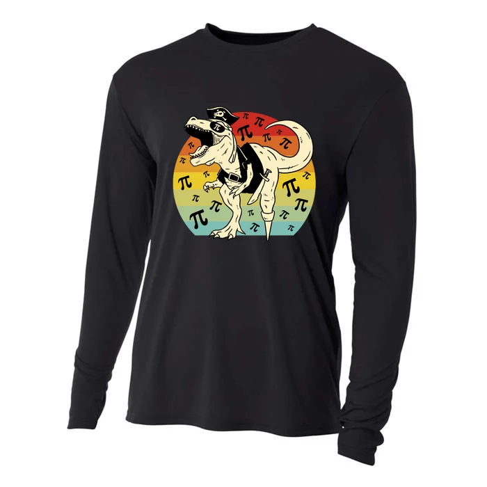 Pirate Dinosaur Retro Sunset Pi Day Cooling Performance Long Sleeve Crew