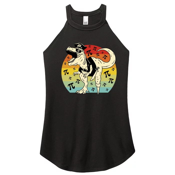 Pirate Dinosaur Retro Sunset Pi Day Women’s Perfect Tri Rocker Tank