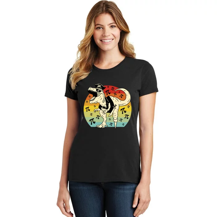 Pirate Dinosaur Retro Sunset Pi Day Women's T-Shirt