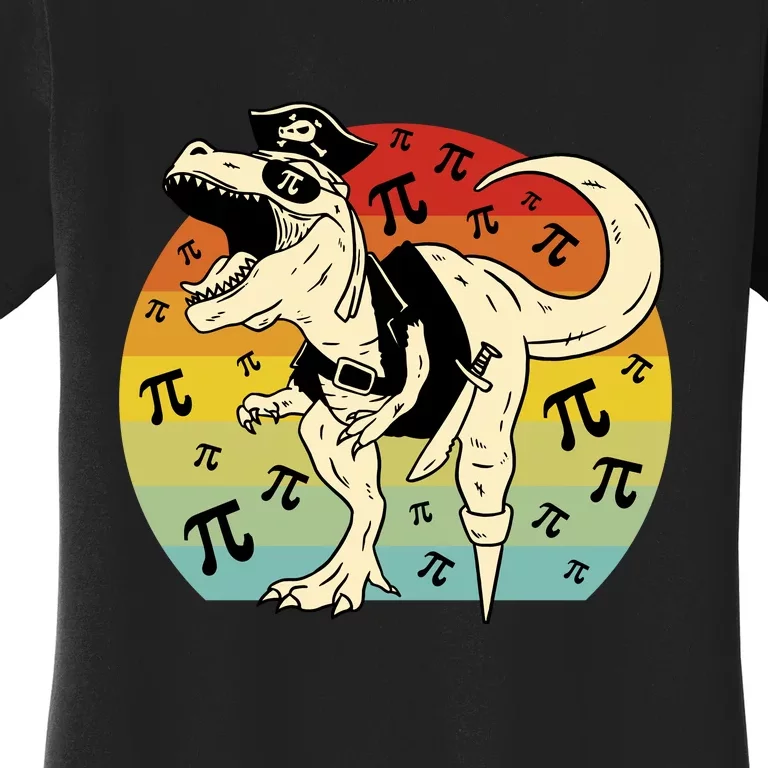 Pirate Dinosaur Retro Sunset Pi Day Women's T-Shirt