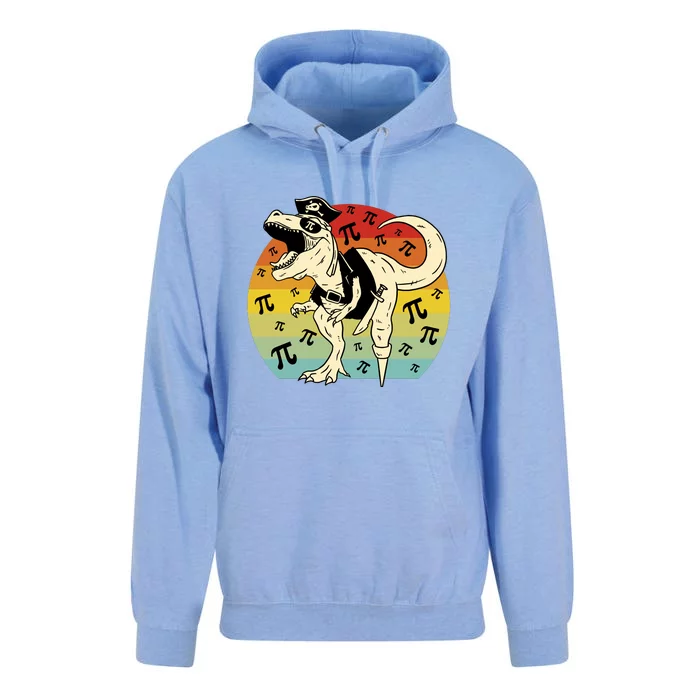 Pirate Dinosaur Retro Sunset Pi Day Unisex Surf Hoodie