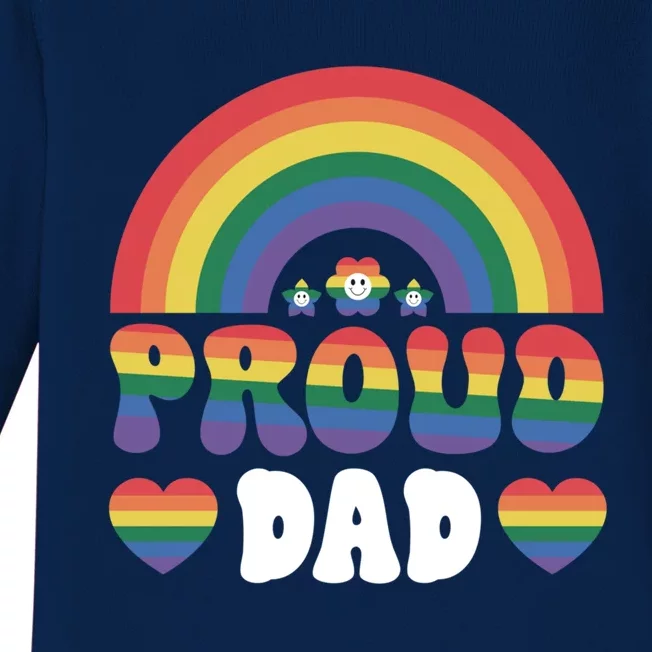 Proud Dad Rainbow Equality Pride Month Lgbt Funny Gift Baby Long Sleeve Bodysuit