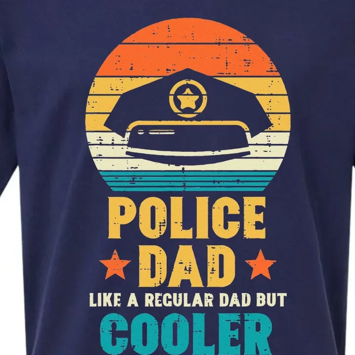 Police Dad Regular But Cooler Fathers Day Cop Officer Men Sueded Cloud Jersey T-Shirt