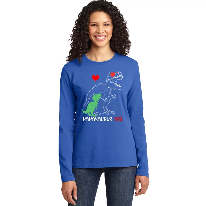 Papasaurus Daddy Rex Autism Awareness Proud Dad Cute Gift Ladies Long Sleeve Shirt