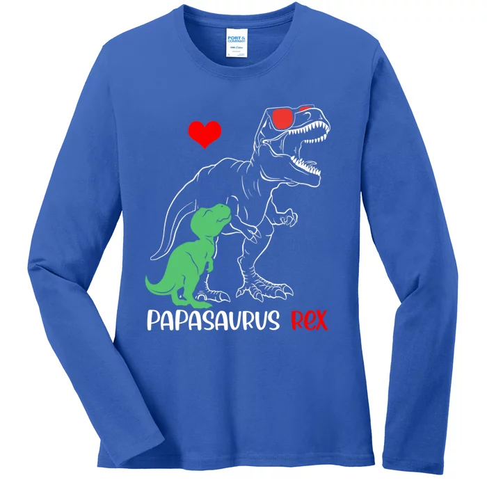 Papasaurus Daddy Rex Autism Awareness Proud Dad Cute Gift Ladies Long Sleeve Shirt