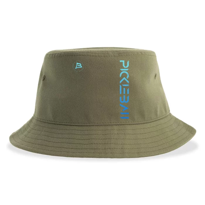 Pickleball Distressed Retro Gradient Design Gift Sustainable Bucket Hat