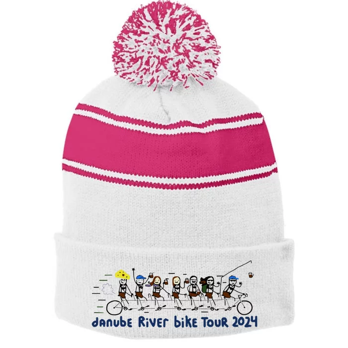 Paint Danube River Bike 2024 Stripe Pom Pom Beanie