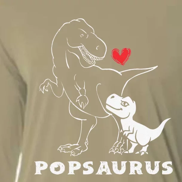 Popsaurus Dinosaur Retro Father's Day For Dad Grandpa Cooling Performance Long Sleeve Crew