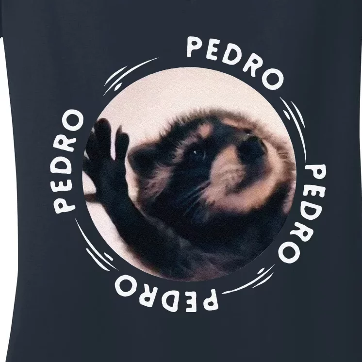 Pedro Dancing Raccoon Pedro Pedro Dancing Raccoon Meme Funny Women's V-Neck T-Shirt