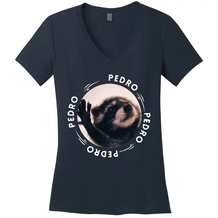 Pedro Dancing Raccoon Pedro Pedro Dancing Raccoon Meme Funny Women's V-Neck T-Shirt