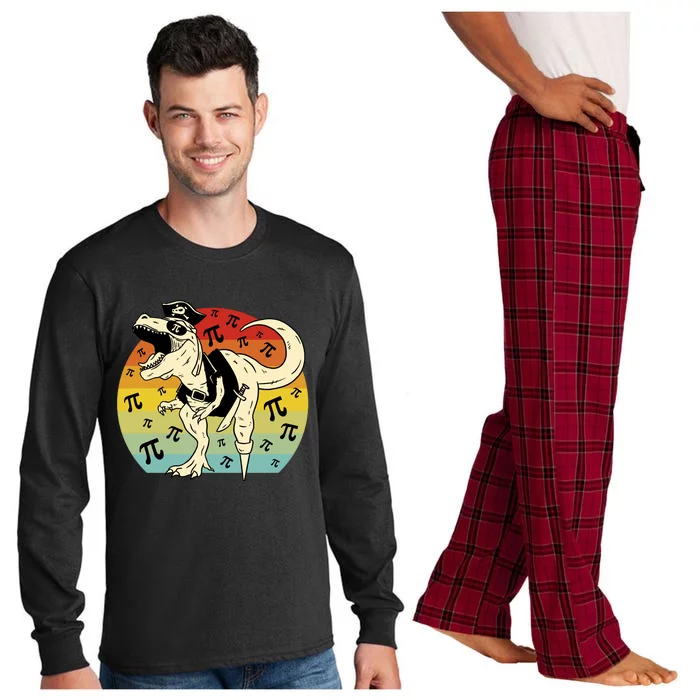 Pirate Dinosaur Retro Sunset Pi 3.14159 Long Sleeve Pajama Set