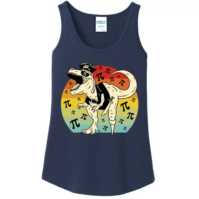 Pirate Dinosaur Retro Sunset Pi 3.14159 Ladies Essential Tank