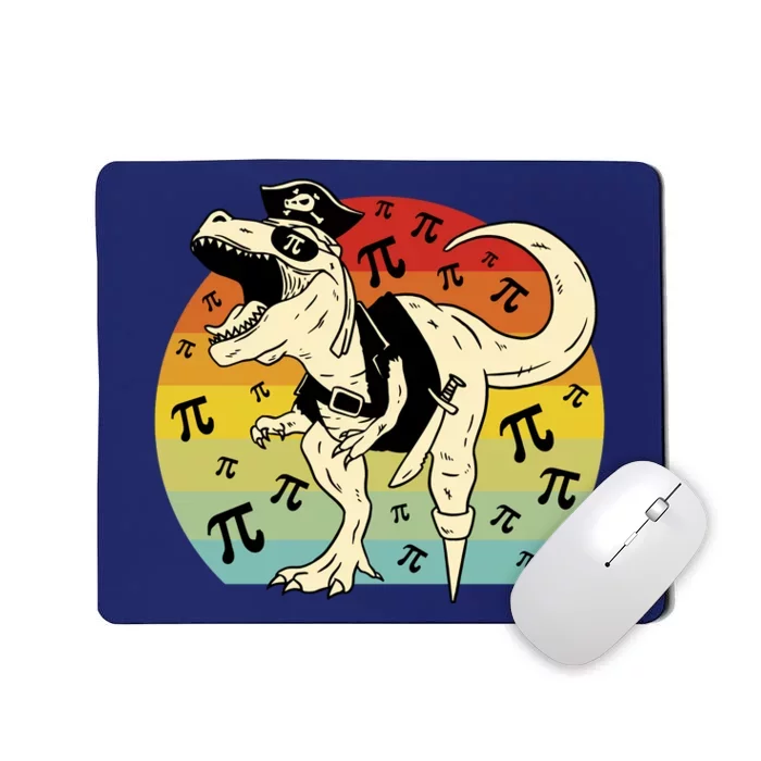 Pirate Dinosaur Retro Sunset Pi 3.14159 Mousepad