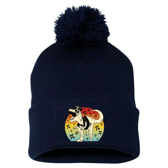 Pirate Dinosaur Retro Sunset Pi 3.14159 Pom Pom 12in Knit Beanie