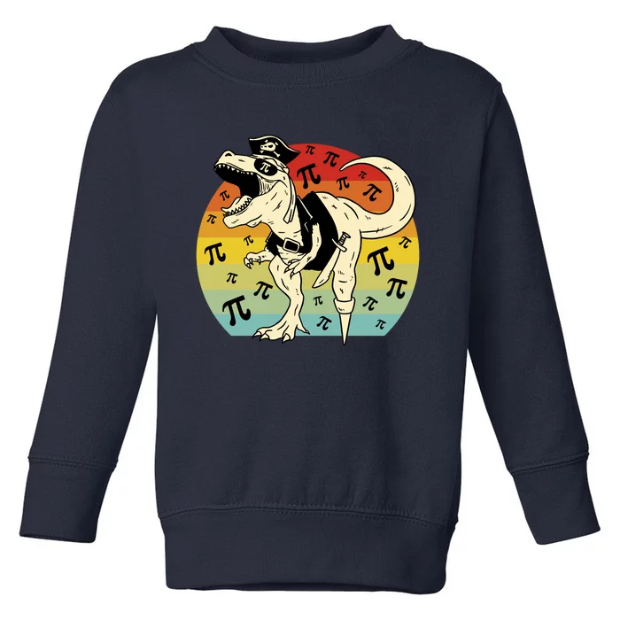 Pirate Dinosaur Retro Sunset Pi 3.14159 Toddler Sweatshirt