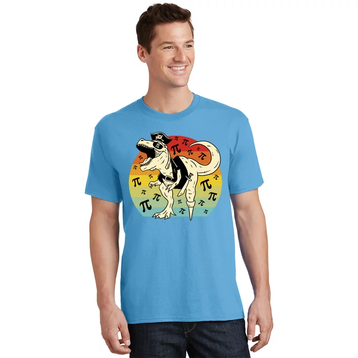 Pirate Dinosaur Retro Sunset Pi 3.14159 T-Shirt