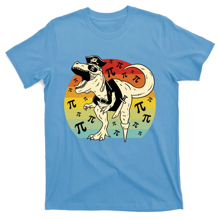 Pirate Dinosaur Retro Sunset Pi 3.14159 T-Shirt