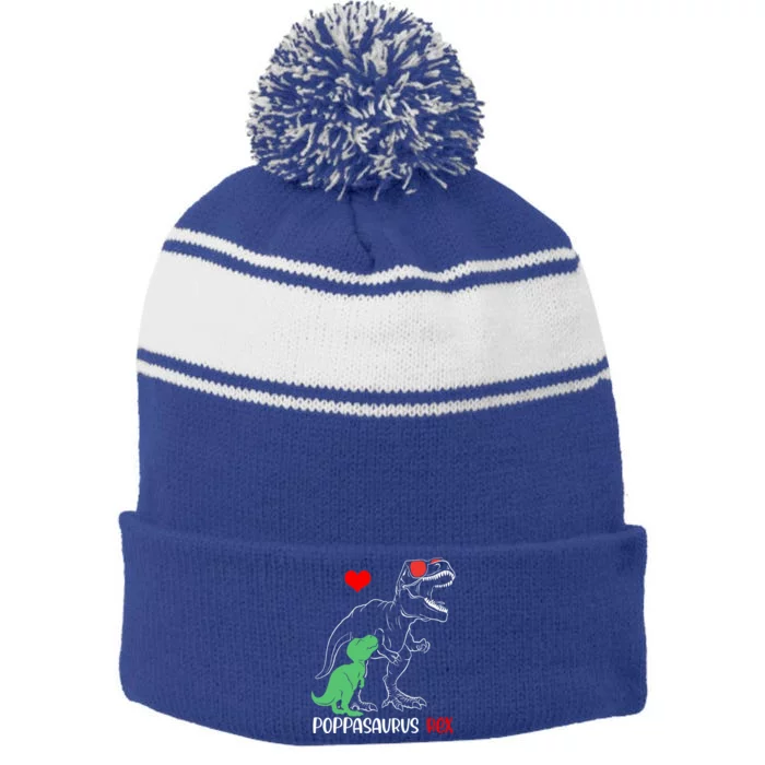 Poppasaurus Daddy Rex Autism Awareness Proud Dad Gift Stripe Pom Pom Beanie