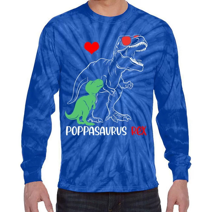 Poppasaurus Daddy Rex Autism Awareness Proud Dad Gift Tie-Dye Long Sleeve Shirt