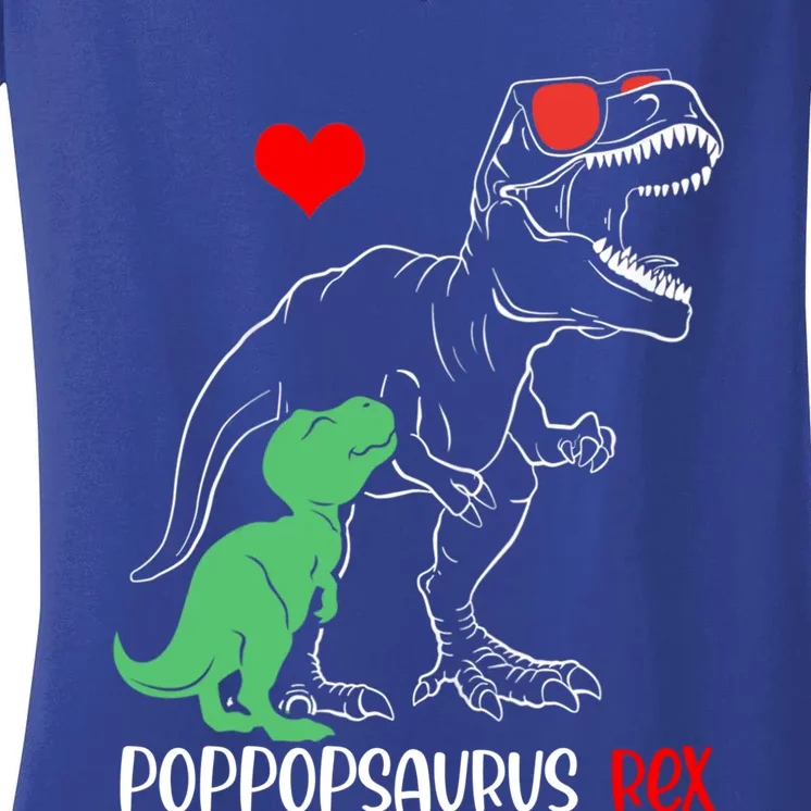 Poppopsaurus Daddy Rex Autism Awareness Proud Dad Funny Gift Women's V-Neck T-Shirt