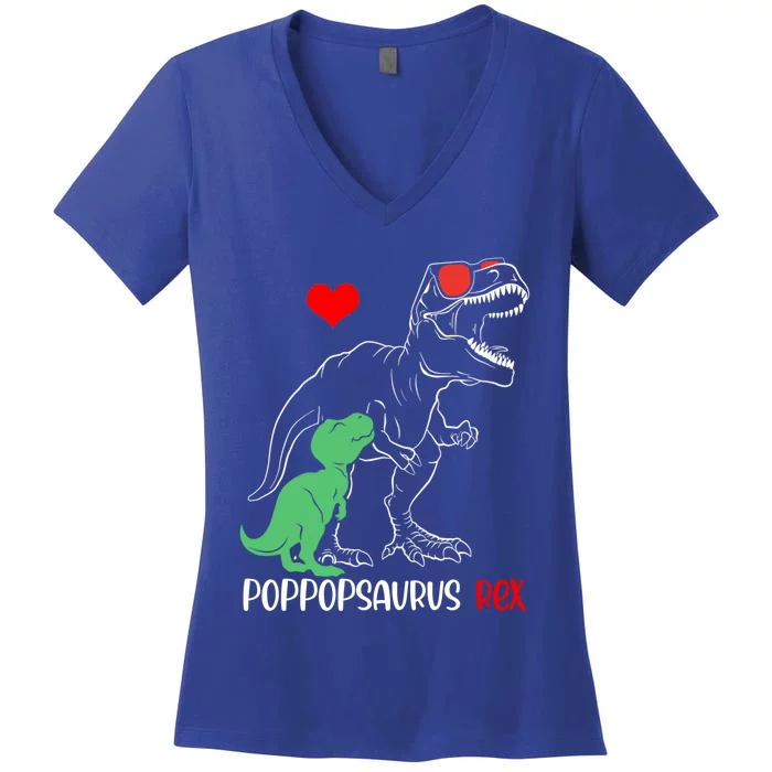 Poppopsaurus Daddy Rex Autism Awareness Proud Dad Funny Gift Women's V-Neck T-Shirt