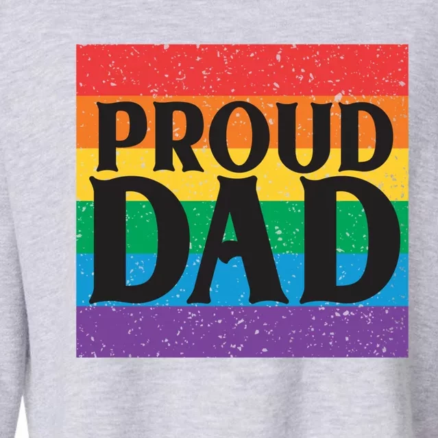 Proud Dad Rainbow Equality Lgbt Pride Month Gift Cropped Pullover Crew