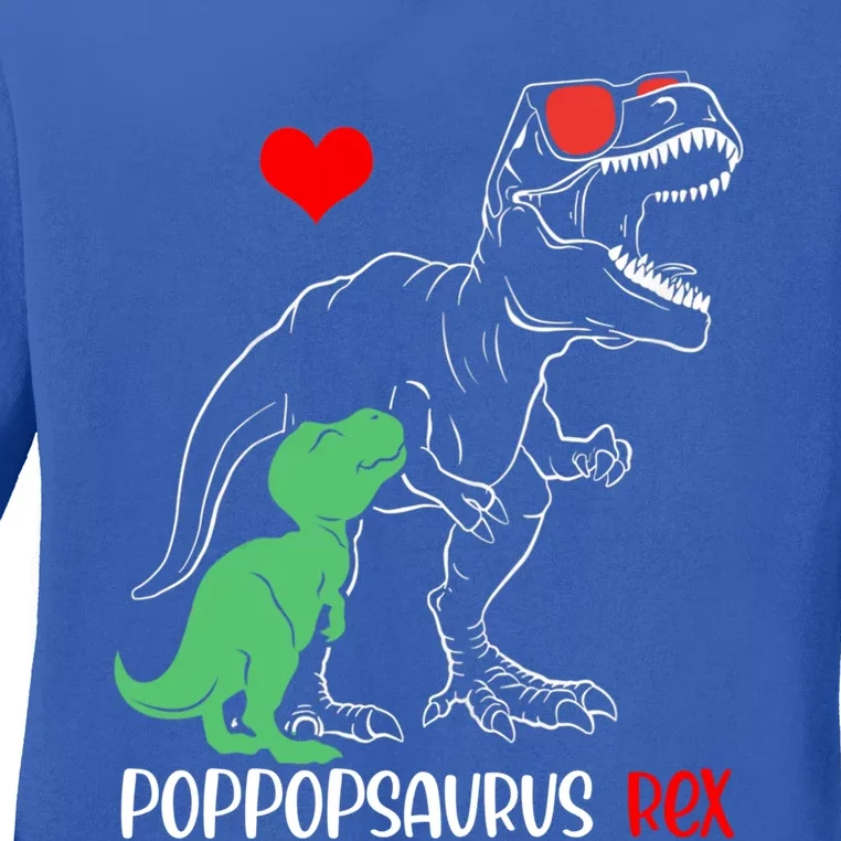 Poppopsaurus Daddy Rex Autism Awareness Proud Dad Gift Ladies Long Sleeve Shirt