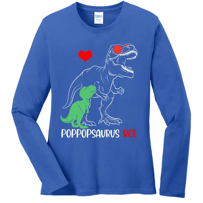 Poppopsaurus Daddy Rex Autism Awareness Proud Dad Gift Ladies Long Sleeve Shirt