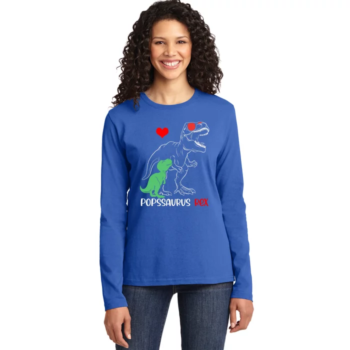 Popssaurus Daddy Rex Autism Awareness Proud Dad Gift Ladies Long Sleeve Shirt