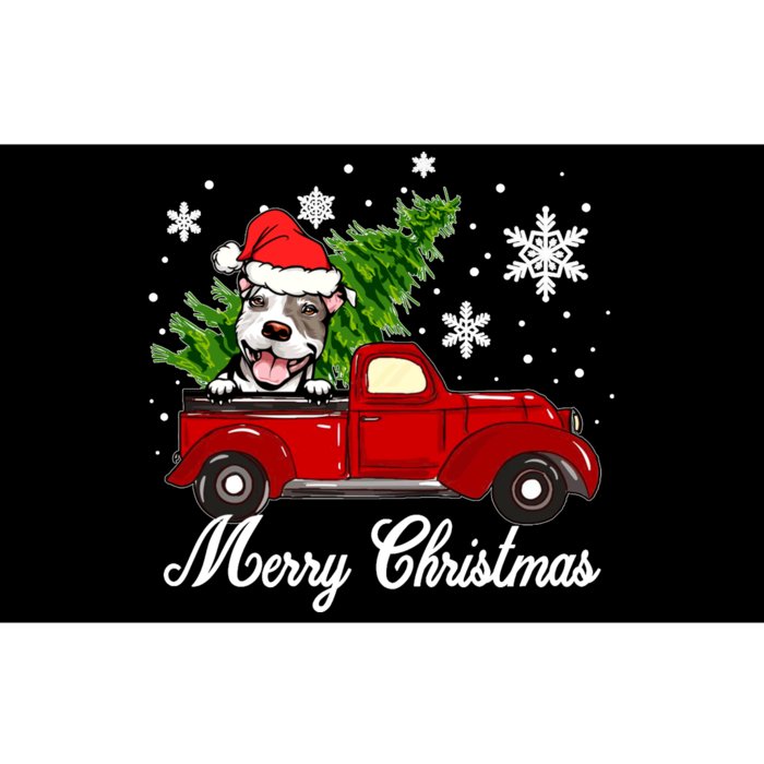 Pitbull Dog Riding Red Truck Christmas Decorations Pajama Sweatshirt Bumper Sticker