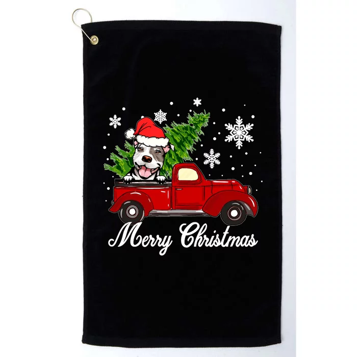 Pitbull Dog Riding Red Truck Christmas Decorations Pajama Sweatshirt Platinum Collection Golf Towel