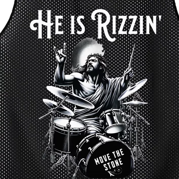 Percussion Drum Rizz He Is Rizzin Jesus Drumming Mesh Reversible Basketball Jersey Tank