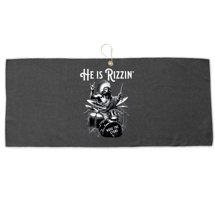 Percussion Drum Rizz He Is Rizzin Jesus Drumming Large Microfiber Waffle Golf Towel