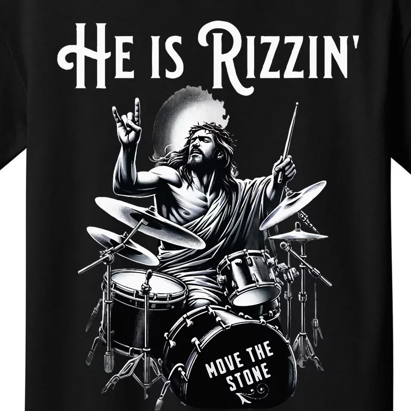 Percussion Drum Rizz He Is Rizzin Jesus Drumming Kids T-Shirt