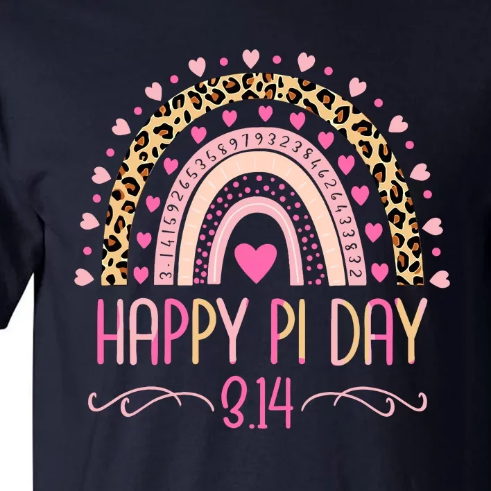 Pi Day Spiral Pi Math Teacher 3.14 Leopard Rainbow Tall T-Shirt