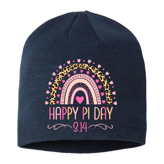 Pi Day Spiral Pi Math Teacher 3.14 Leopard Rainbow 8 1/2in Sustainable Knit Beanie