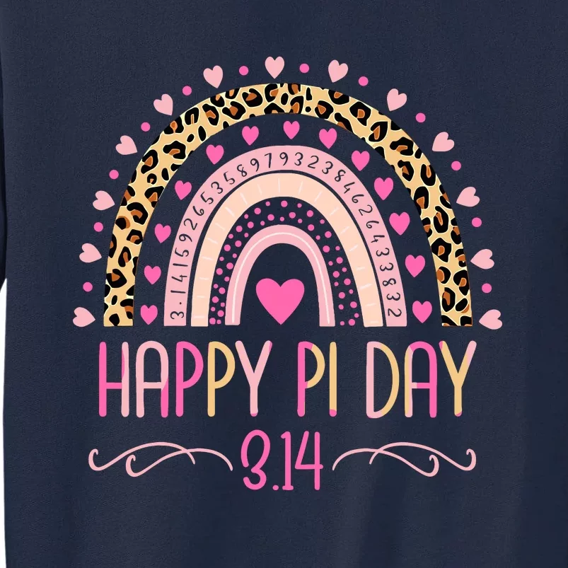 Pi Day Spiral Pi Math Teacher 3.14 Leopard Rainbow Tall Sweatshirt