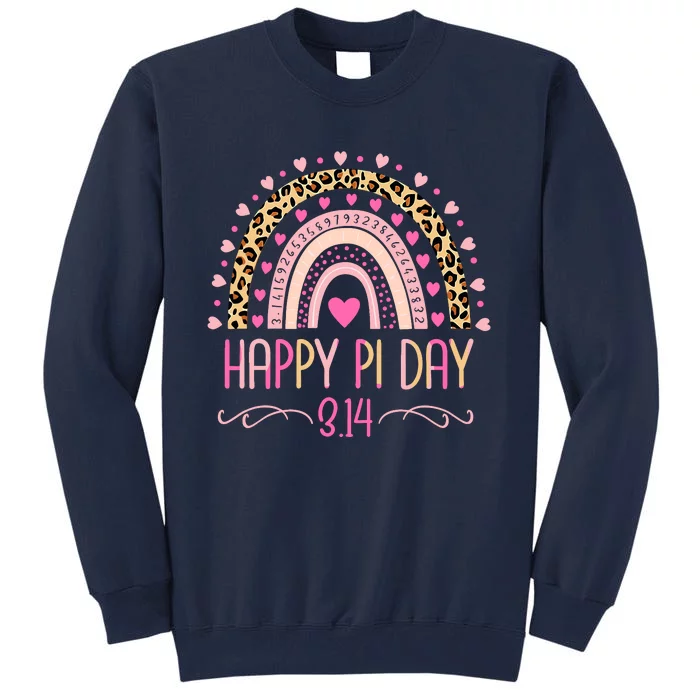 Pi Day Spiral Pi Math Teacher 3.14 Leopard Rainbow Tall Sweatshirt