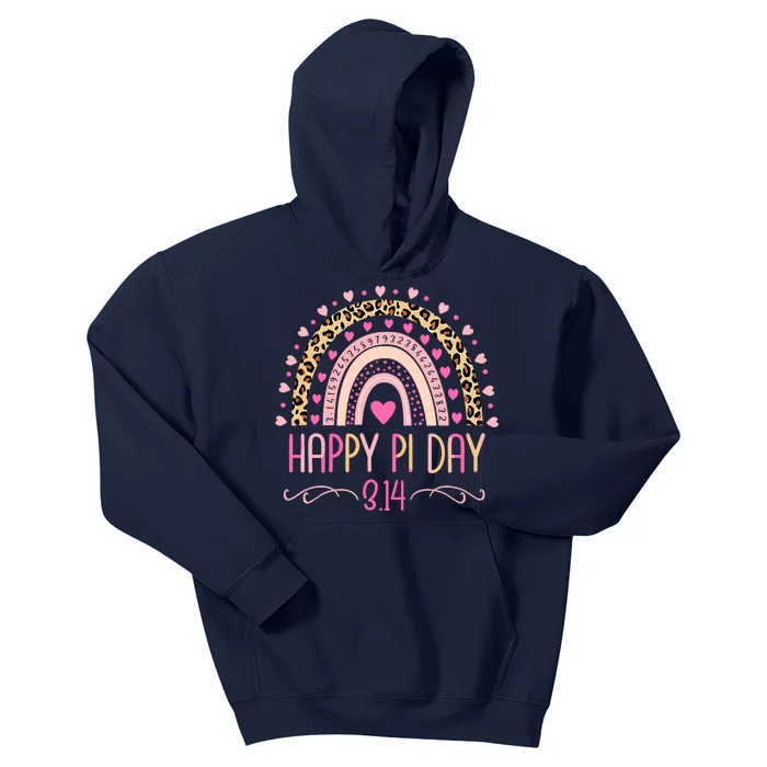 Pi Day Spiral Pi Math Teacher 3.14 Leopard Rainbow Kids Hoodie