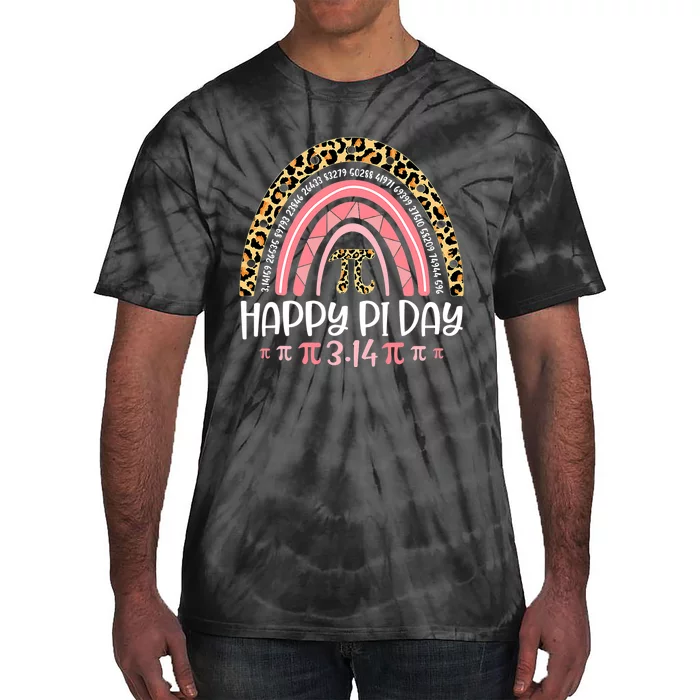 Pi Day Spiral Pi Math Teacher 3 14 Leopard Rainbow Tie-Dye T-Shirt