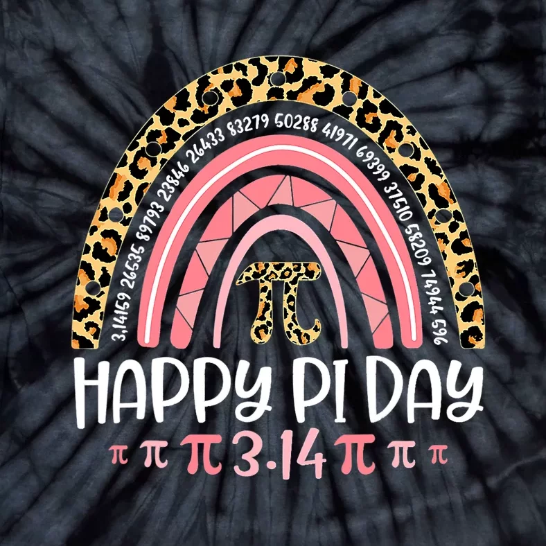 Pi Day Spiral Pi Math Teacher 3 14 Leopard Rainbow Tie-Dye T-Shirt