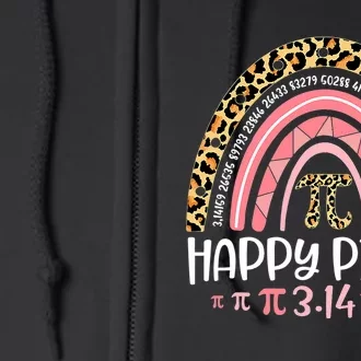 Pi Day Spiral Pi Math Teacher 3 14 Leopard Rainbow Full Zip Hoodie