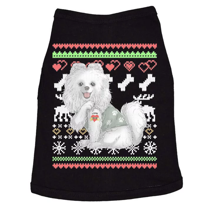 Pomeranian Dog Santa Claus Ugly Christmas Pattern Long Sleeve Doggie Tank