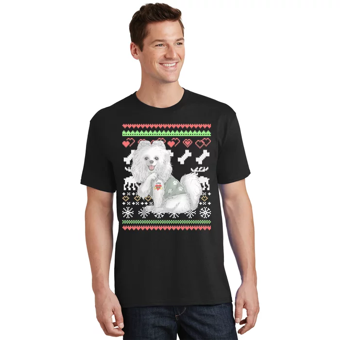 Pomeranian Dog Santa Claus Ugly Christmas Pattern Long Sleeve T-Shirt