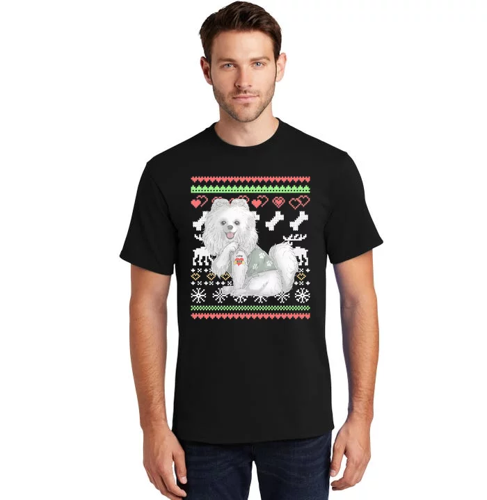 Pomeranian Dog Santa Claus Ugly Christmas Pattern Long Sleeve Tall T-Shirt